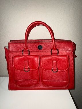 Dooney & Bourke Red Pebbled Leather Satchel Briefcase
